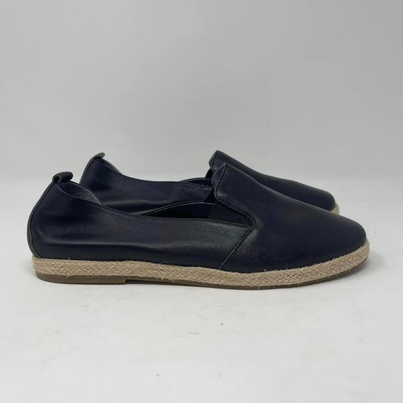 David Tate Black Leather Pura Espadrille Slip-On - Picture 2 of 8